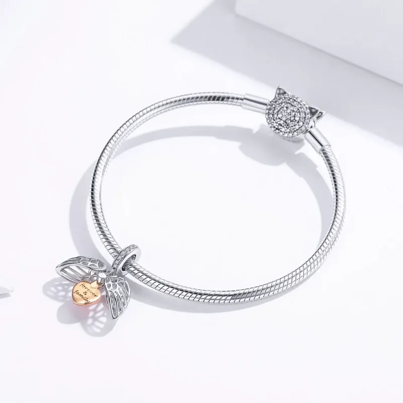 (image for) Pandora Style Silver & Rose Gold Forever & Family Dangle - SCC1299 - View 4