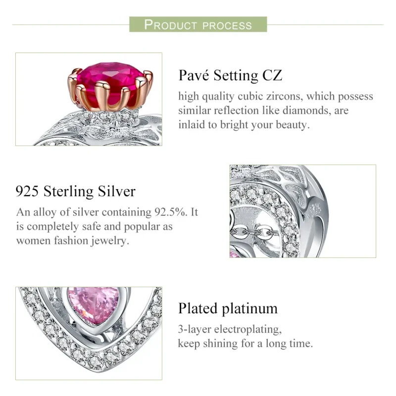(image for) Pandora Style Silver & Rose Gold Inborn Queen Charm - SCC1115 - View 5