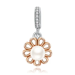 (image for) Pandora Style Silver & Rose Gold Love Flower Dangle - SCC1268