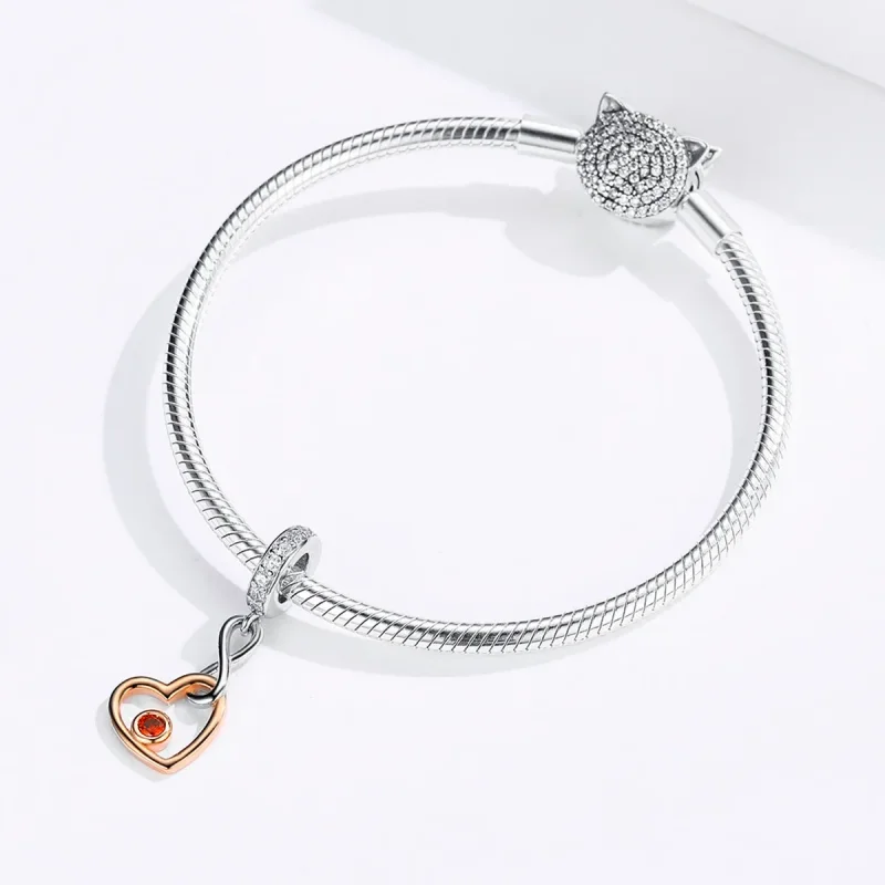 (image for) Pandora Style Silver & Rose Gold Palpitation Dangle - SCC1239 - View 3