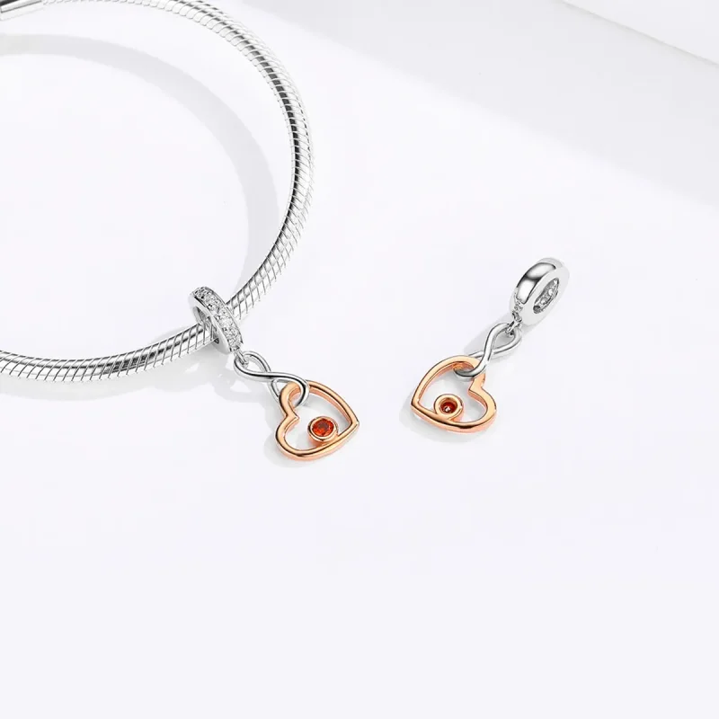 (image for) Pandora Style Silver & Rose Gold Palpitation Dangle - SCC1239 - View 4