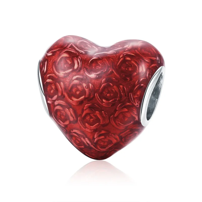 (image for) Pandora Style Silver Rose Heart Charm - SCC1064