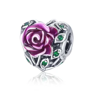 (image for) Pandora Style Silver Rose Heart Charm - SCC927