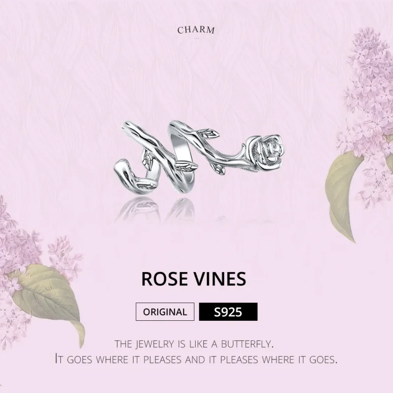 (image for) Pandora Style Silver Rose Vines Charm - BSC310 - View 6