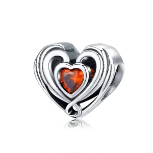 (image for) Pandora Style Silver Rubby Heart In Heart Charm - SCC1472