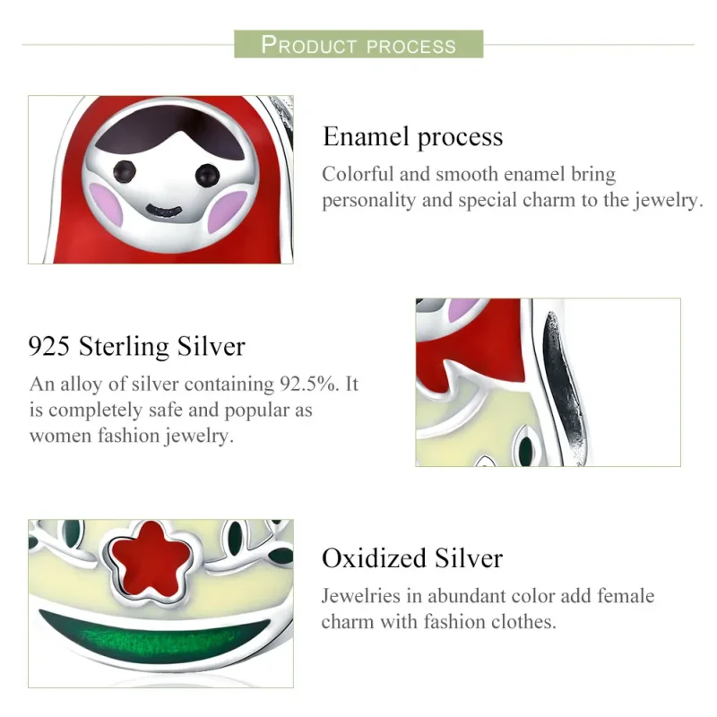(image for) Pandora Style Silver Russian Doll Charm - SCC1086 - View 4