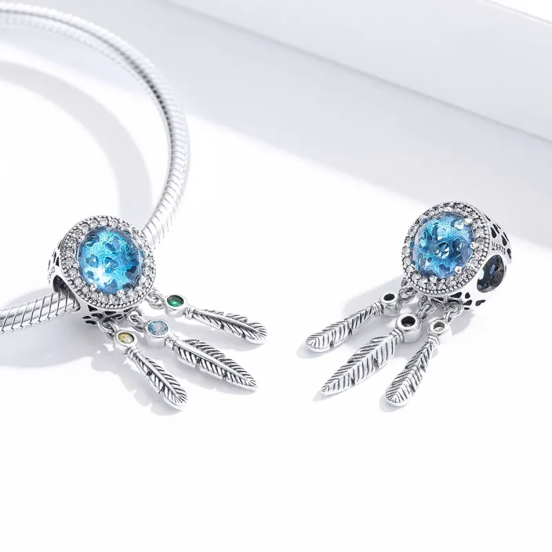 (image for) Pandora Style Silver Sapphire Dream Catcher Charm - SCC1384 - View 2