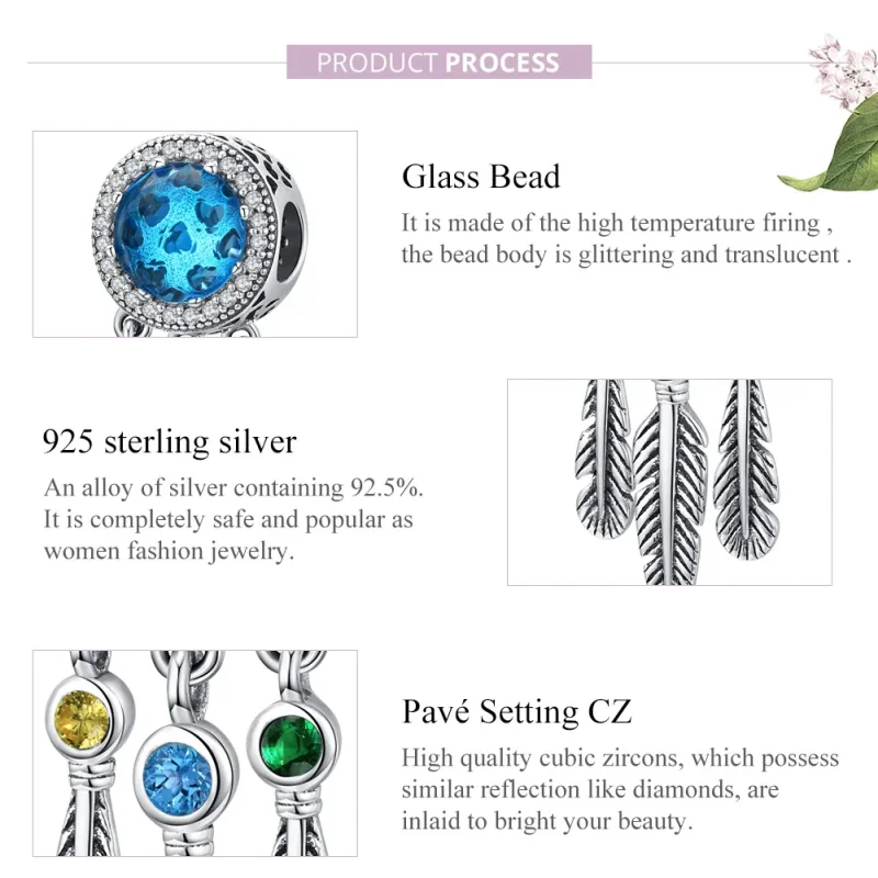 (image for) Pandora Style Silver Sapphire Dream Catcher Charm - SCC1384 - View 8