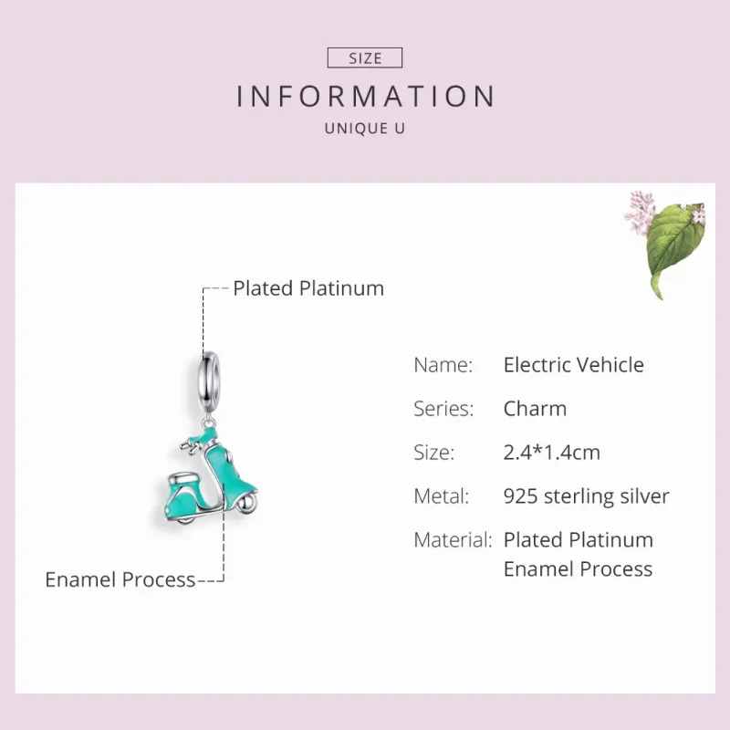 (image for) Pandora Style Silver Scooter Dangle - SCC1201 - View 3