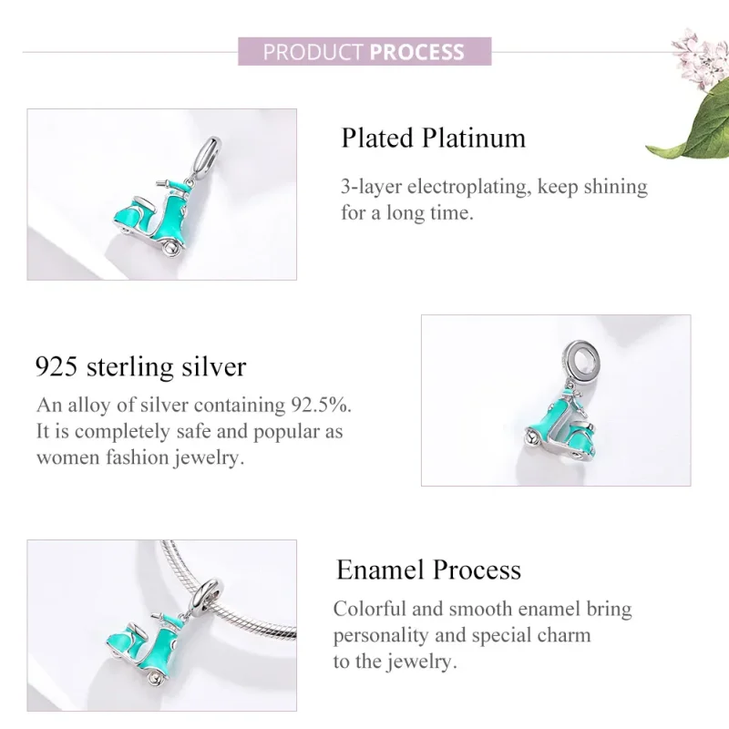 (image for) Pandora Style Silver Scooter Dangle - SCC1201 - View 4