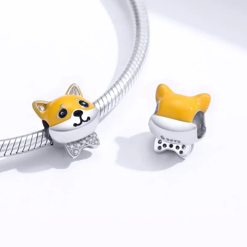 (image for) Pandora Style Silver Shiba Inu Charm - BSC188 - View 2