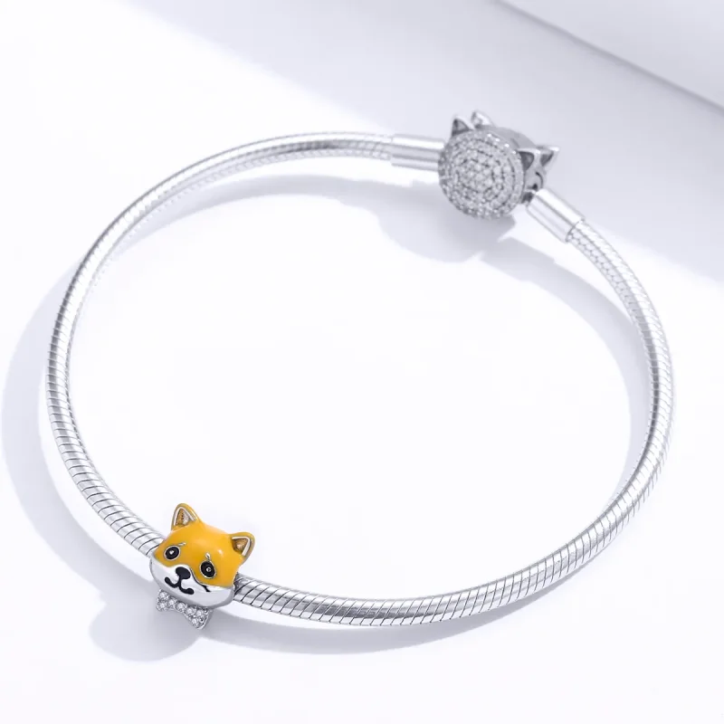 (image for) Pandora Style Silver Shiba Inu Charm - BSC188 - View 4