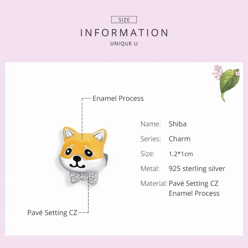 (image for) Pandora Style Silver Shiba Inu Charm - BSC188 - View 7