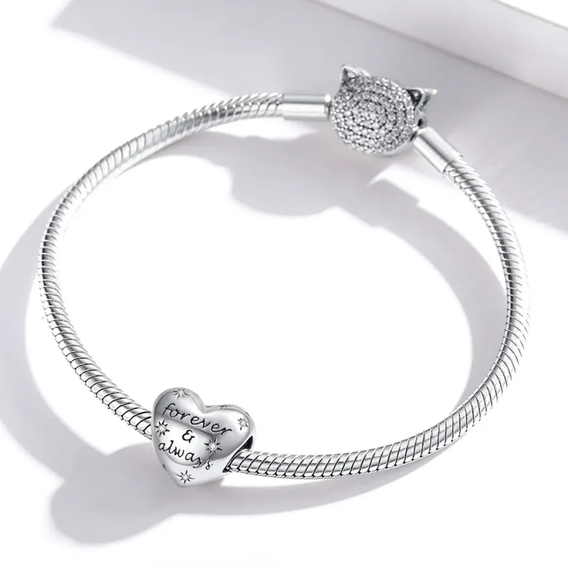 (image for) Pandora Style Silver Shining Heart Charm - SCC1735 - View 3
