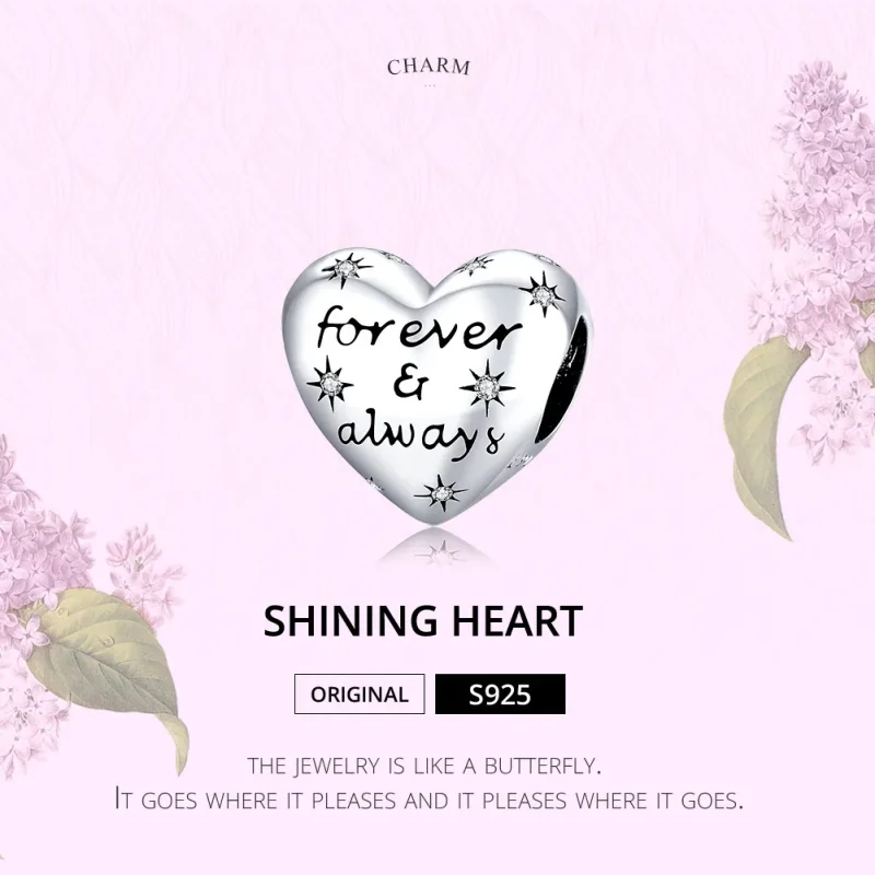(image for) Pandora Style Silver Shining Heart Charm - SCC1735 - View 6