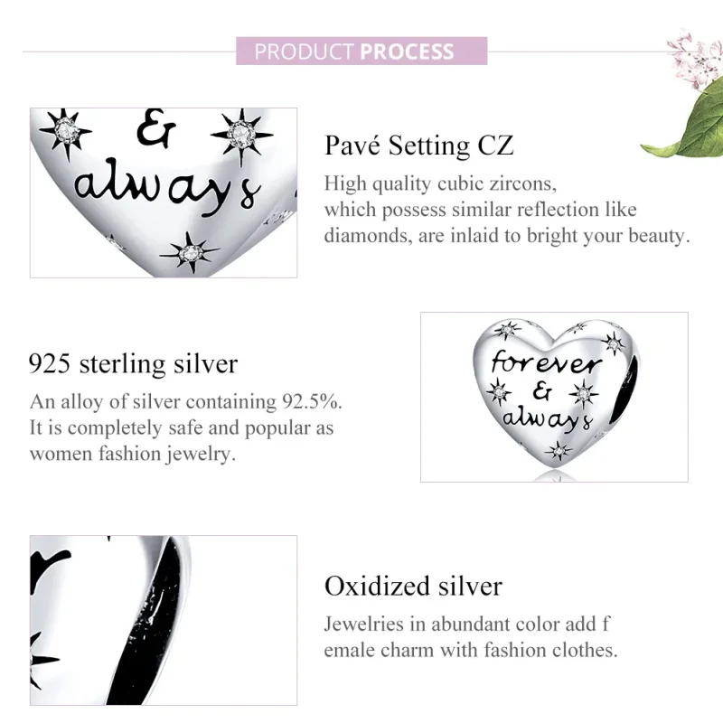 (image for) Pandora Style Silver Shining Heart Charm - SCC1735 - View 8