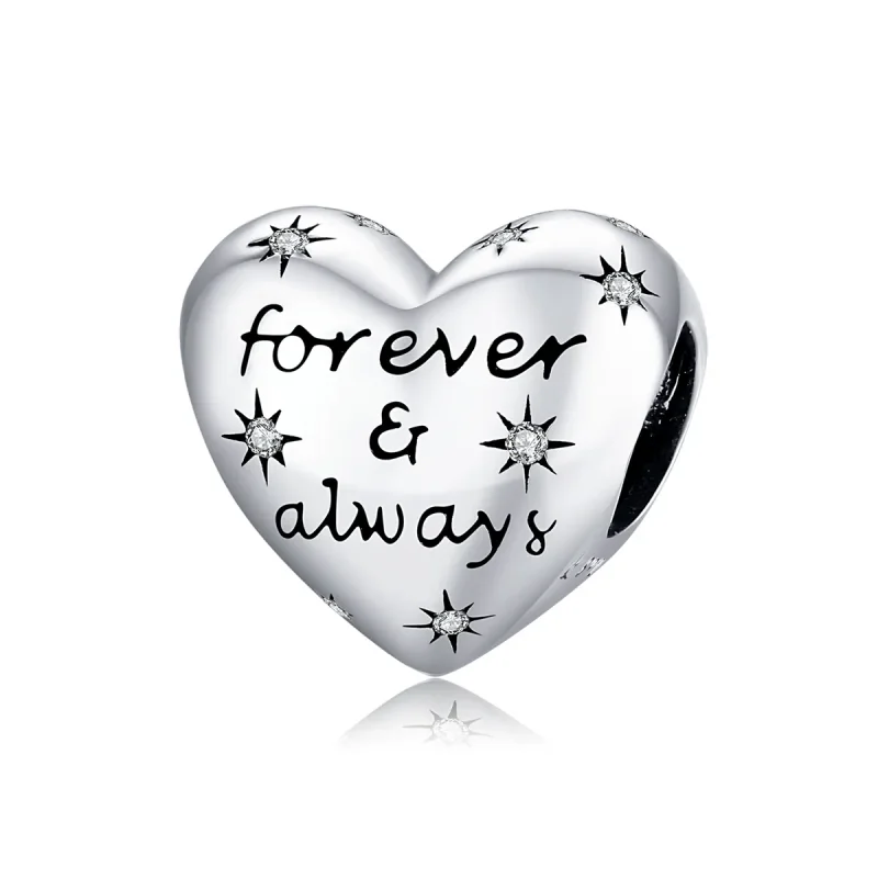 (image for) Pandora Style Silver Shining Heart Charm - SCC1735