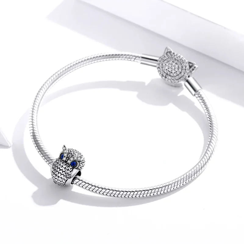 (image for) Pandora Style Silver Shining Owl Charm - SCC1607 - View 3