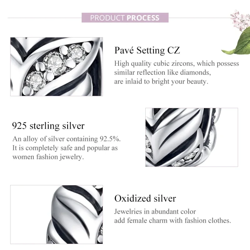 (image for) Pandora Style Silver Shining Wheat Ears Charm - SCC1614 - View 8