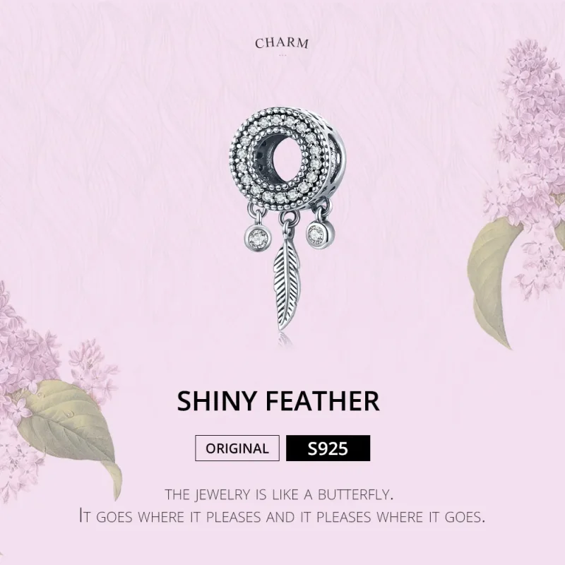 (image for) Pandora Style Silver Shiny Feather Charm - SCC1550 - View 6