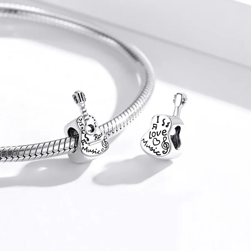 (image for) Pandora Style Silver Simple Guitar Charm - SCC1708 - View 4