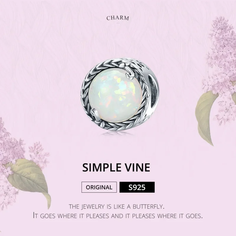 (image for) Pandora Style Silver Simple Vine Charm - SCC1576 - View 6
