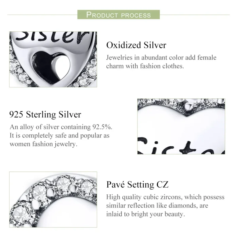 (image for) Pandora Style Silver Sister Charm - SCC1141 - View 4
