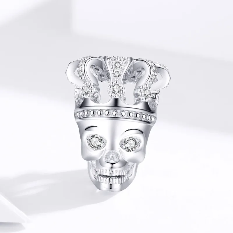 (image for) Pandora Style Silver Skull With Crown Charm - SCC1361 - View 3