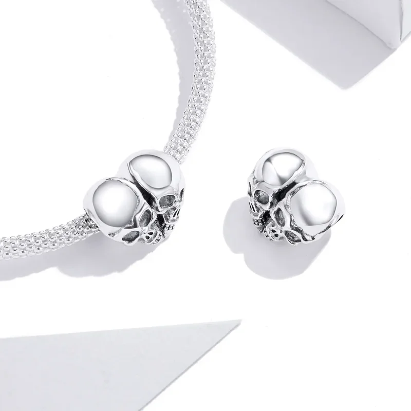 (image for) Pandora Style Silver Skulls Charm - SCC1519 - View 4