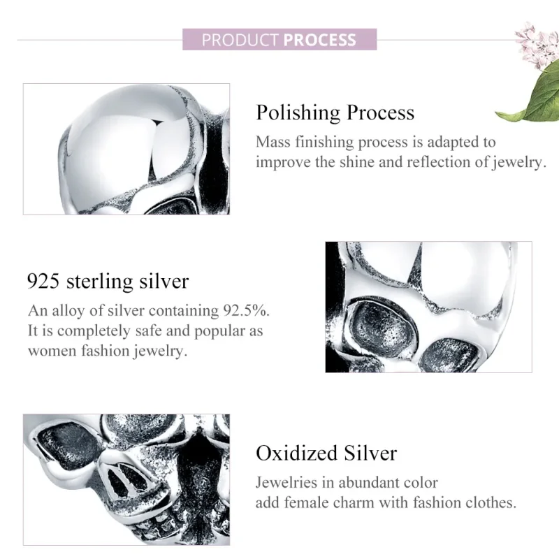 (image for) Pandora Style Silver Skulls Charm - SCC1519 - View 8