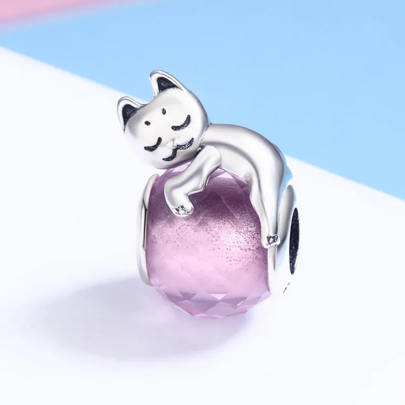 (image for) Pandora Style Silver Sleeping Cat Charm - SCC447 - View 3