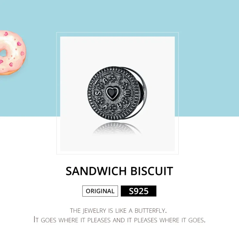 (image for) Pandora Style Silver Sndwich Biscuit Charm - BSC352 - View 6