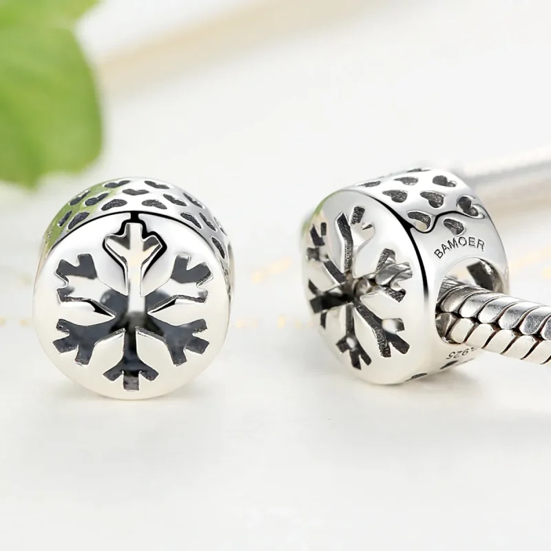 (image for) Pandora Style Silver Snowflake Charm - SCC069 - View 2
