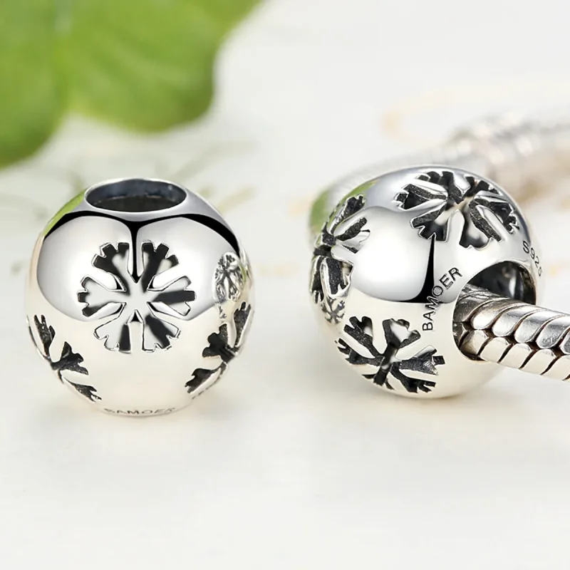 (image for) Pandora Style Silver Snowflake Charm - SCC070 - View 2