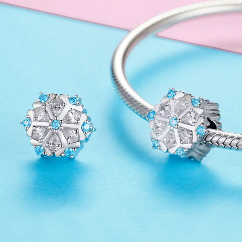 (image for) Pandora Style Silver Snowflake Charm - SCC1077 - View 3