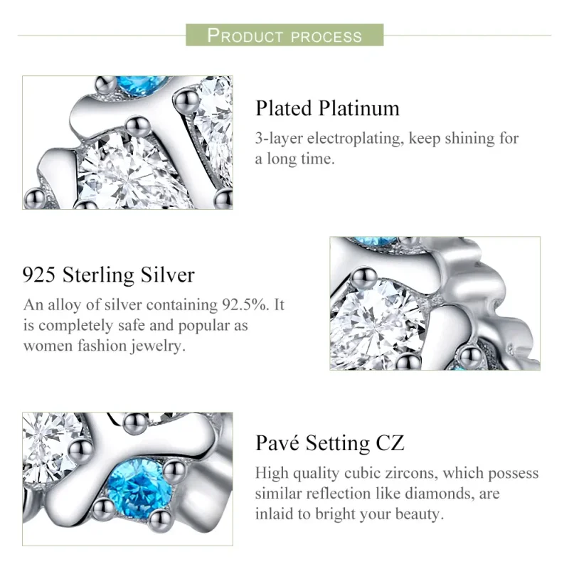 (image for) Pandora Style Silver Snowflake Charm - SCC1077 - View 4