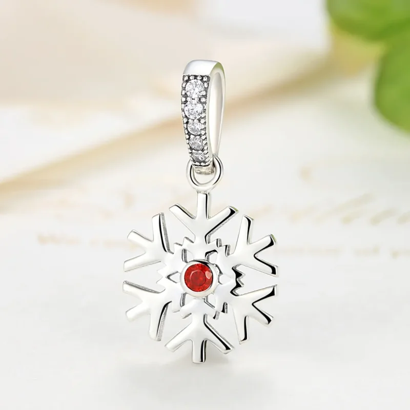 (image for) Pandora Style Silver Snowflake Dangle - SCC075 - View 3
