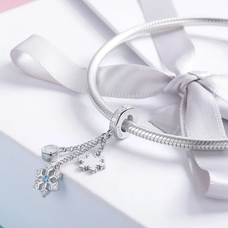 (image for) Pandora Style Silver Snowflake Dangle - SCC1020 - View 3