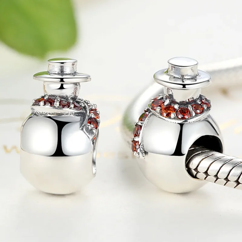 (image for) Pandora Style Silver Snowman Charm - SCC072 - View 3
