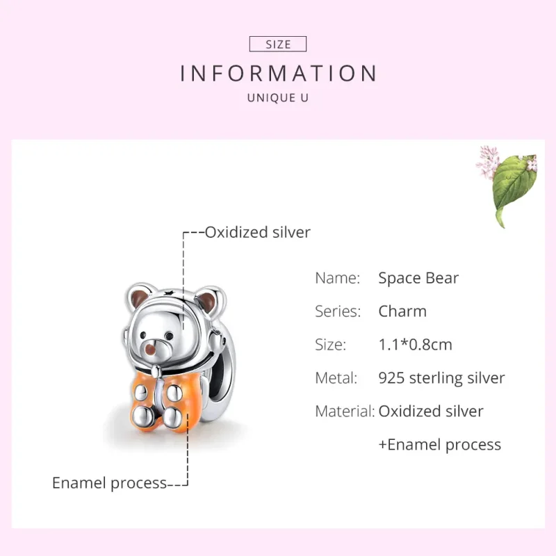 (image for) Pandora Style Silver Space Bear Charm - SCC1693 - View 7