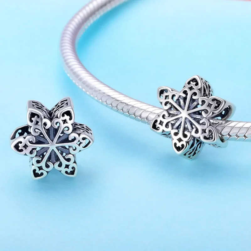 (image for) Pandora Style Silver Sparkling Snowflake Charm - SCC719 - View 2