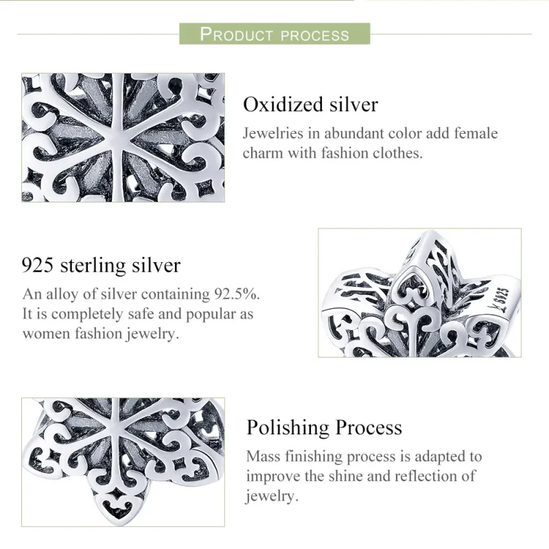 (image for) Pandora Style Silver Sparkling Snowflake Charm - SCC719 - View 7