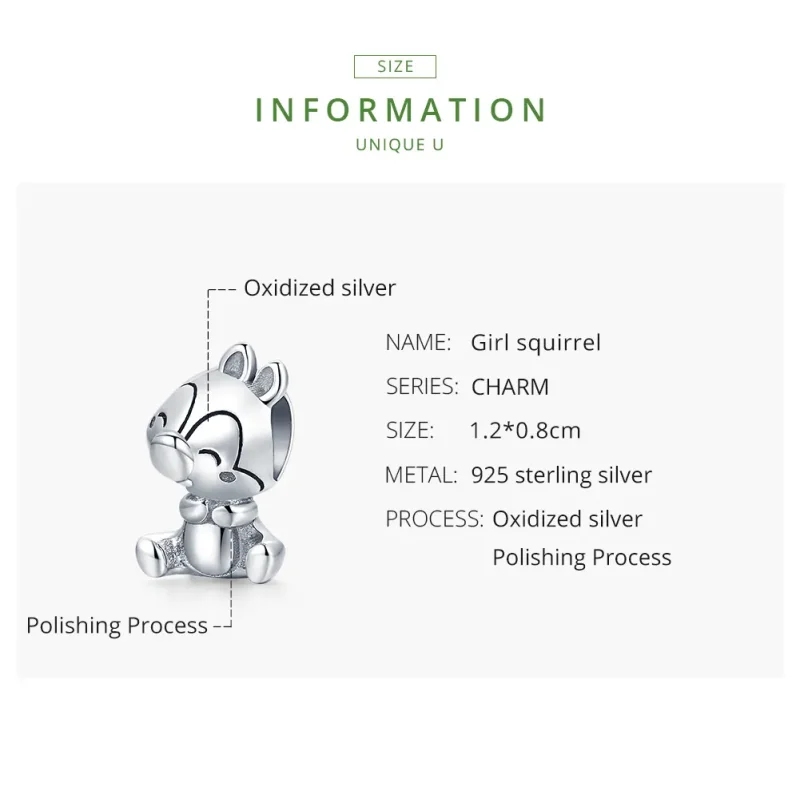 (image for) Pandora Style Silver Squirrel Charm - SCC1869 - View 7