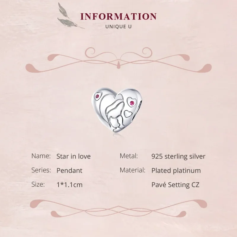(image for) Pandora Style Silver Star In Love Charm - BSC216 - View 6