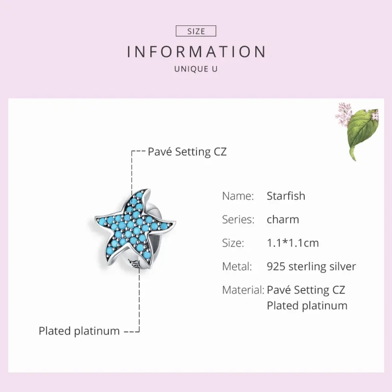 (image for) Pandora Style Silver Starfish Charm - SCC1313 - View 3