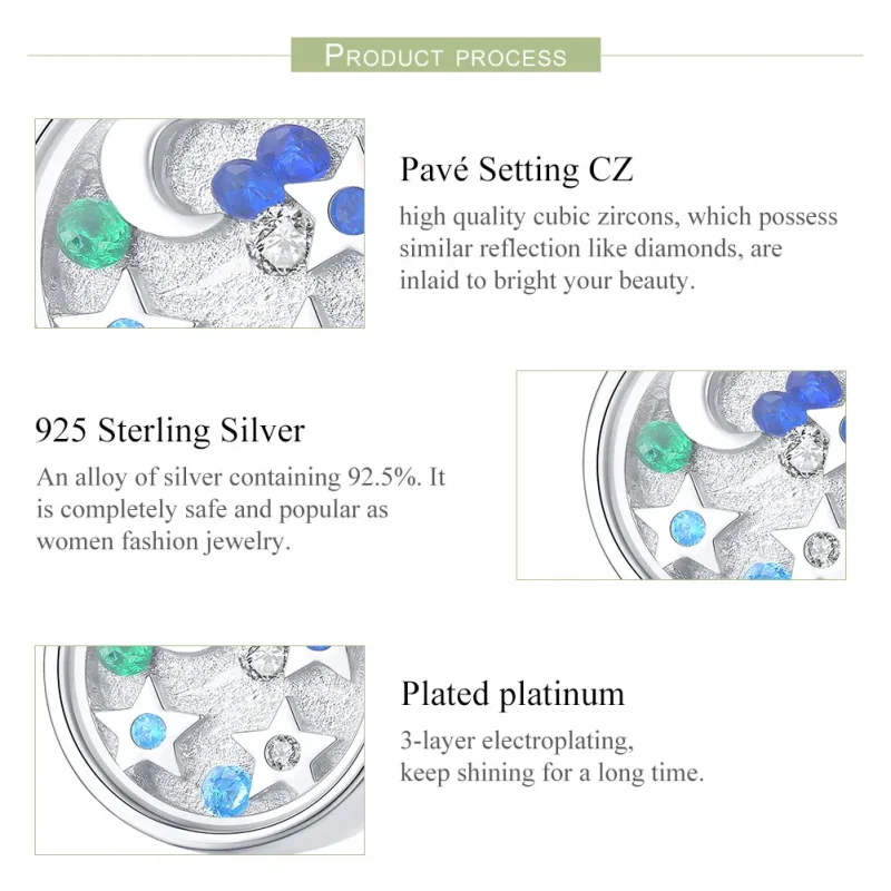 (image for) Pandora Style Silver Starry Sky Charm - BSC042 - View 7