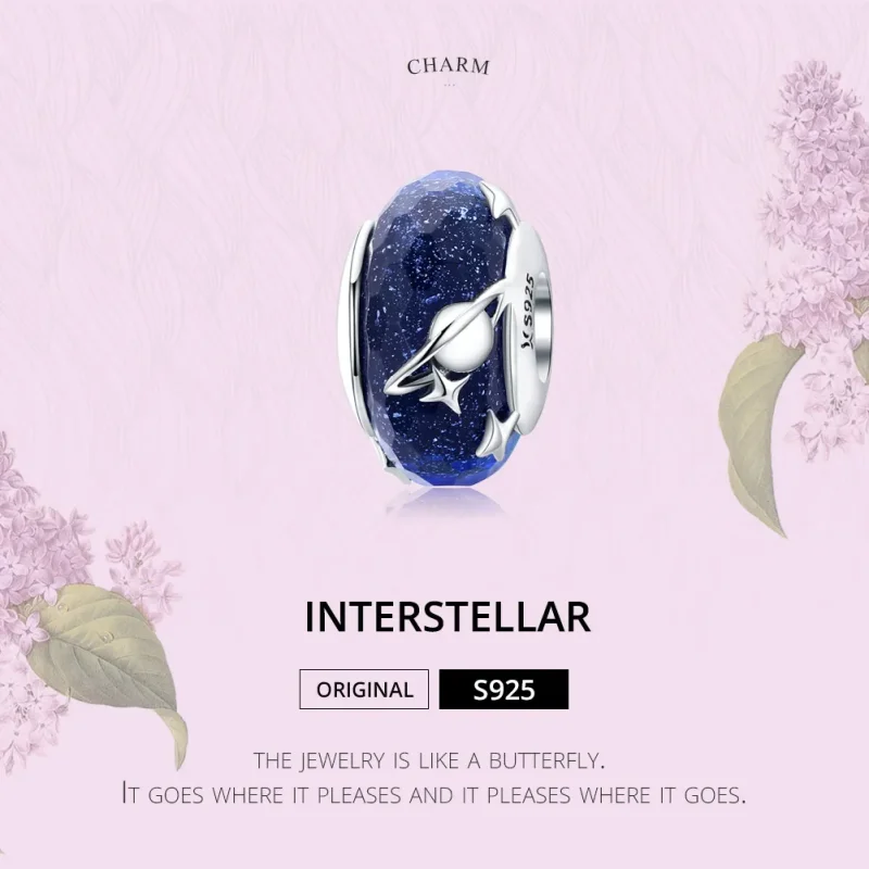 (image for) Pandora Style Silver Starry Sky Murano Glass Charm - SCC1284 - View 2