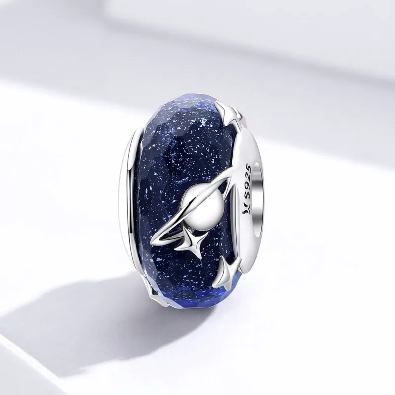 (image for) Pandora Style Silver Starry Sky Murano Glass Charm - SCC1284 - View 3