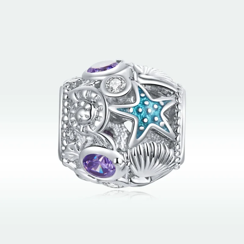 (image for) Pandora Style Silver Stars And Shell Charm - SCC1805 - View 5