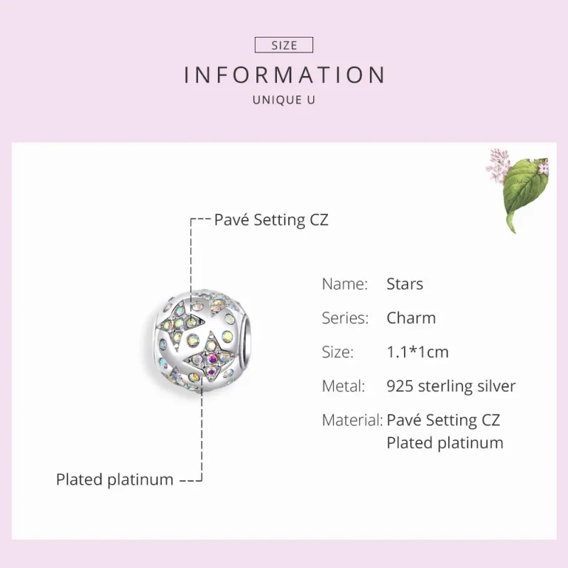 (image for) Pandora Style Silver Stars Charm - SCC1308 - View 3